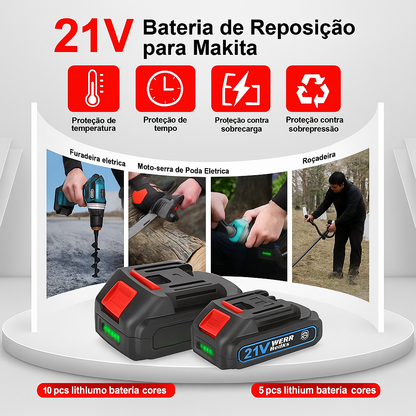 Bateria recarregável de lítio de 21 V e adaptador de bateria