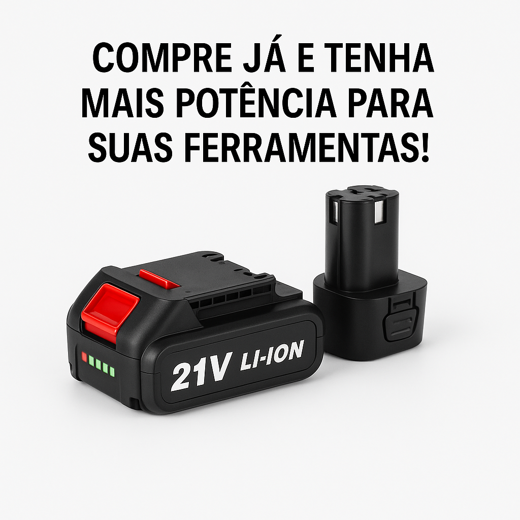 Bateria recarregável de lítio de 21 V e adaptador de bateria