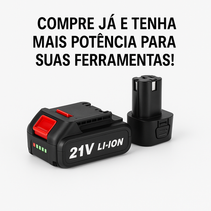Bateria recarregável de lítio de 21 V e adaptador de bateria